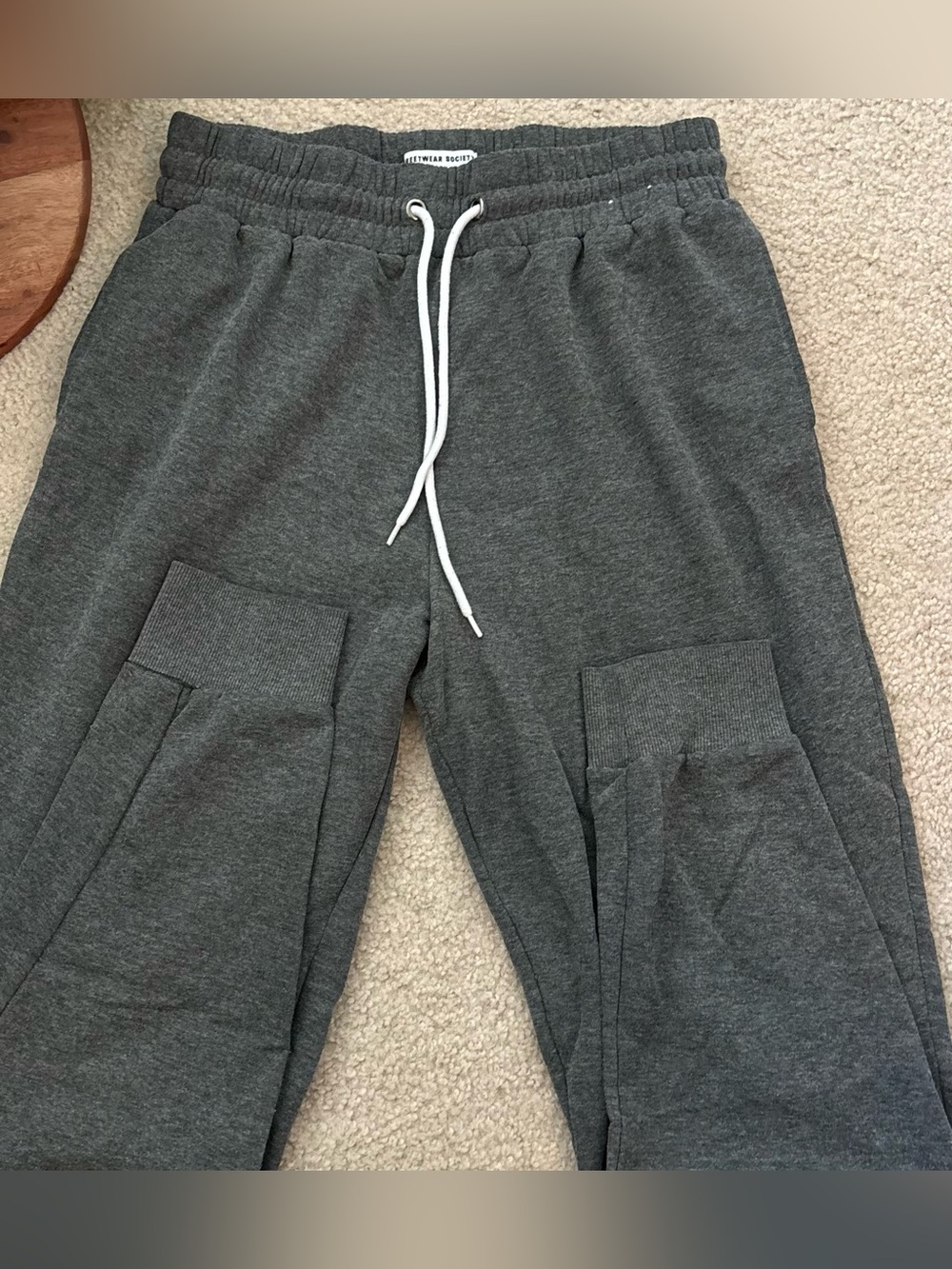Streetwear Society Dark Gray Jogger Pants with White Drawstring